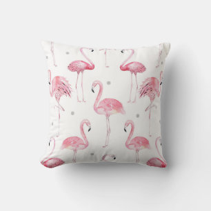 Pink Flamingos Gray Polka Dots Chic Minimal Custom Kissen