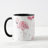 Pink Flamingos Gray Polka Dots Chic Muster
