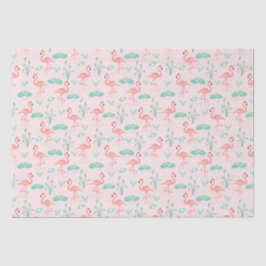 Pink Flamingos Green Palm Blätter Tropical Seidenpapier