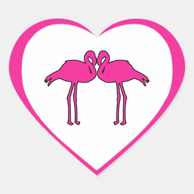Pink Flamingos Heart Stickers (Vorderseite)