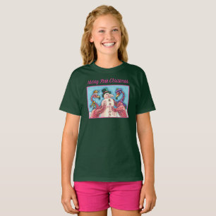 PINK FLAMINGOS MACHEN SNOWMAN, FUNNY CHRISTMAS VÖG T-Shirt