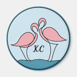 Pink Flamingos Monogram Art oder Foto Kitchen Magnet