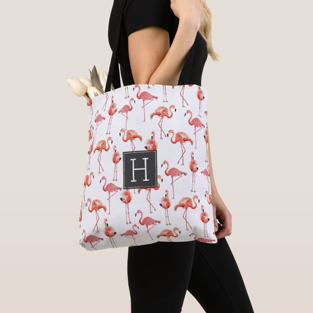 Pink Flamingos Monogram Pattern | Tasche (Von Nahem)