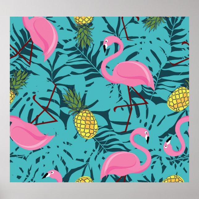Pink Flamingos Palm: Exotic Hawaii Poster (Vorne)