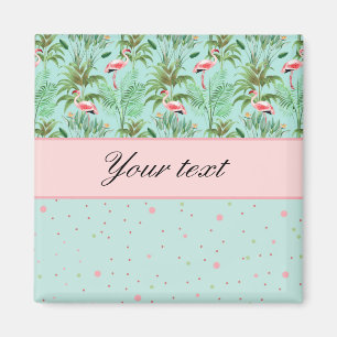 Pink Flamingos Polka Dots Magnet