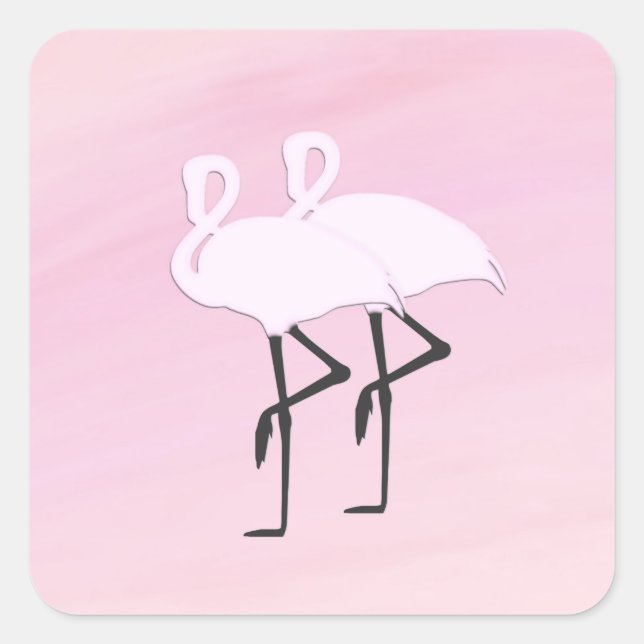 Pink Flamingos Quadratischer Aufkleber (Vorderseite)