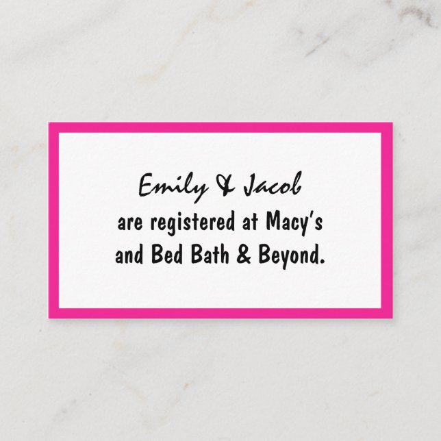 Pink Flamingos Registry Beilagen Karten (Vorderseite)