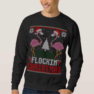Pink Flamingos Santa Merry Flockin Weihnachten Ugl Sweatshirt