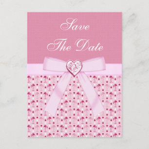 Pink Flamingos Save the Date Hochzeit Ankündigungspostkarte