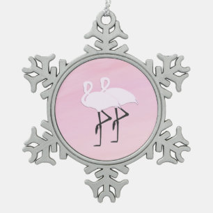 Pink Flamingos Schneeflocken Zinn-Ornament