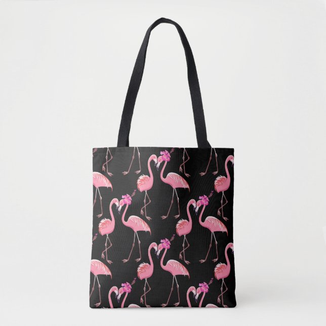 Pink Flamingos: Schwarzer Hintergrund Vintag (Vorderseite)