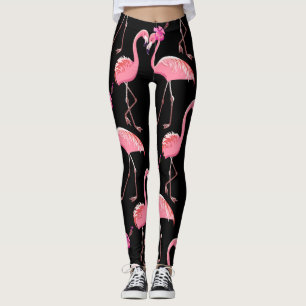 Pink Flamingos: Schwarzer Hintergrund Vintag Leggings