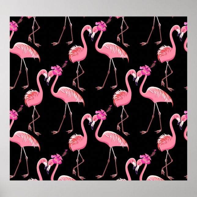 Pink Flamingos: Schwarzer Hintergrund Vintag Poster (Vorne)