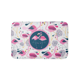 Pink Flamingos Stilisierte Illustrationsmuster Badematte
