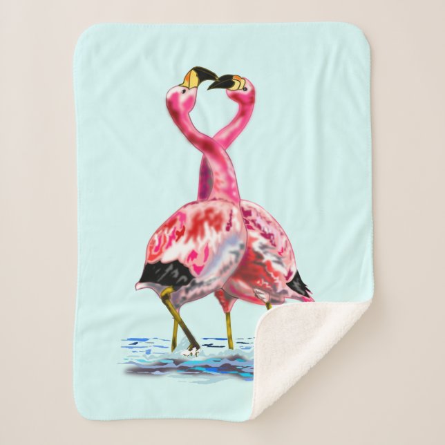 Pink Flamingos Tango Sherpa Blanket - Malerei Sherpadecke (Vorderseite)
