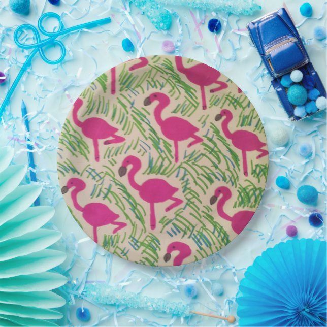 Pink Flamingos Tropical Pattern Paper Teller (Party)