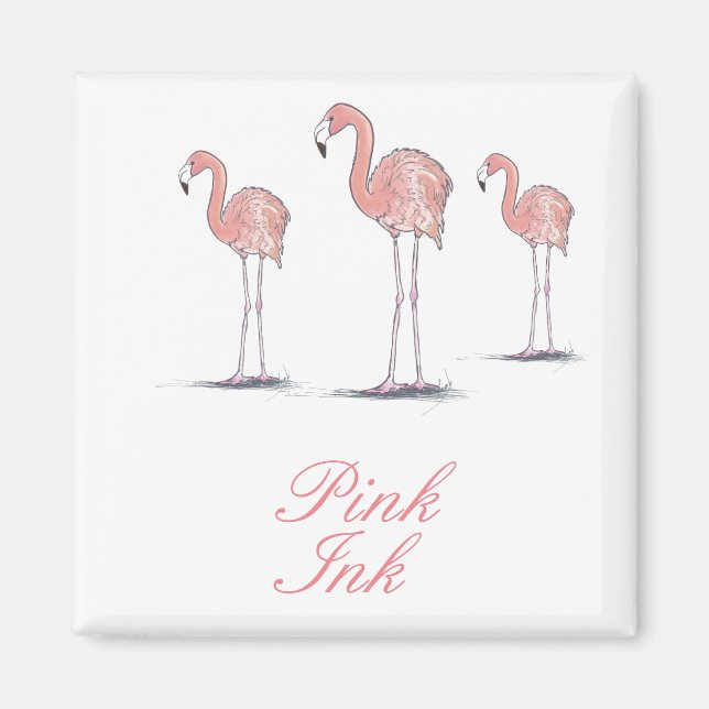 Pink Flamingos Tropical Themed Magnet (Vorne)