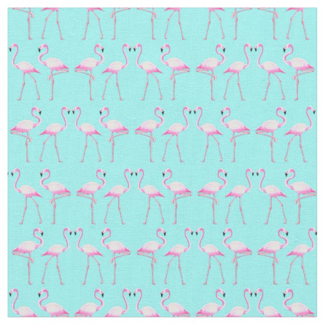 Pink Flamingos Turqouise Beach Sommer Stoff (Nahaufnahme)