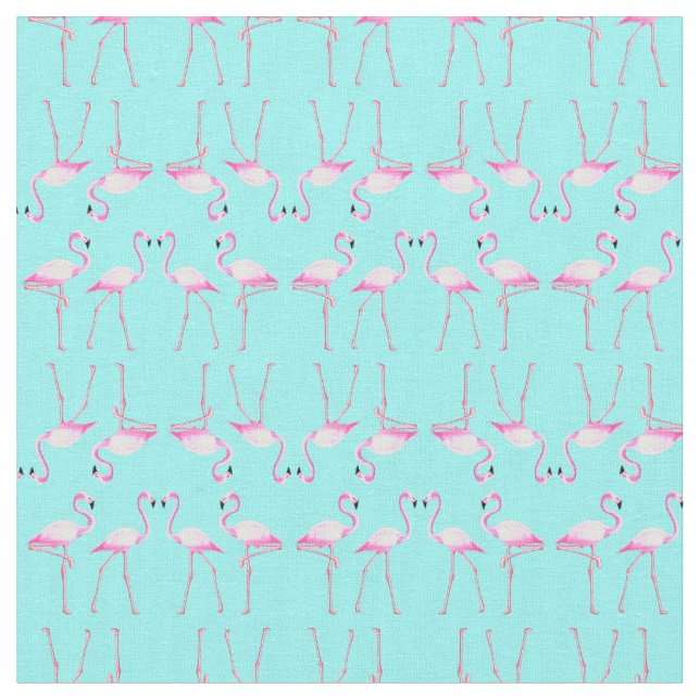 Pink Flamingos Turqouise Summer Beach Stoff (Nahaufnahme)
