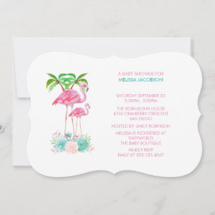 Pink Flamingos und Floral Bouquet Baby Dusche Einladung