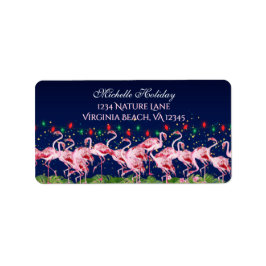 Pink Flamingos und Holiday Lights Flamingo Adresse Adressaufkleber