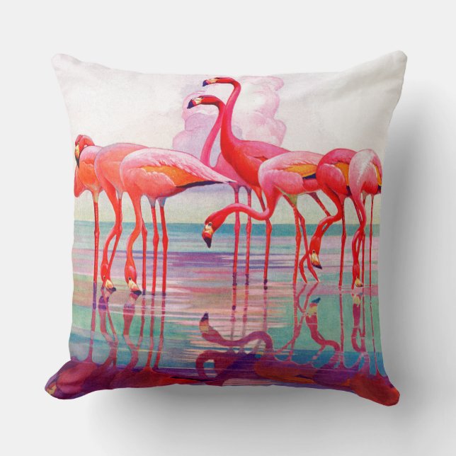 Pink Flamingos von Francis Lee Jaques Kissen (Vorderseite)
