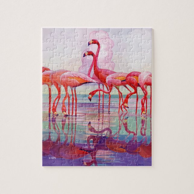Pink Flamingos von Francis Lee Jaques Puzzle (Vertikal)