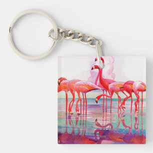 Pink Flamingos von Francis Lee Jaques Schlüsselanhänger