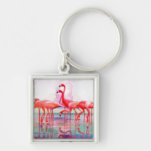 Pink Flamingos von Francis Lee Jaques Schlüsselanhänger