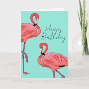 Pink Flamingos Warm Birthday Wünsche Feiertagskarte