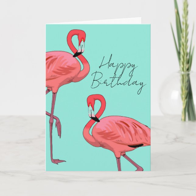 Pink Flamingos Warm Birthday Wünsche Feiertagskarte (Vorderseite)