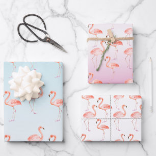 Pink Flamingos Watercolor   Geschenkpapier Set