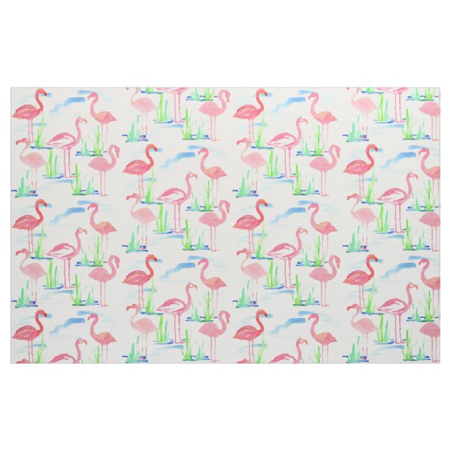 Pink Flamingos Watercolor Stoff (Fat Quarter (45,7 x 55,9 cm))