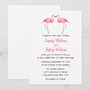 Pink Flamingos Wedding Tropical Summer Beach Einladung