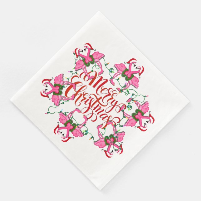 Pink Flamingos Weihnachtsmarkt Party Goods Napkins Serviette (Ecke)
