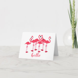 Pink Flock von Flamingos "Hello" Hinweis Karte