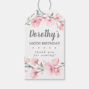 Pink Floral 100. Geburtstag Danke Ihnen für die Ta Geschenkanhänger