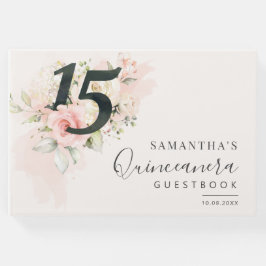 Pink Floral 15. Geburtstag Qunceanera Gästebuch