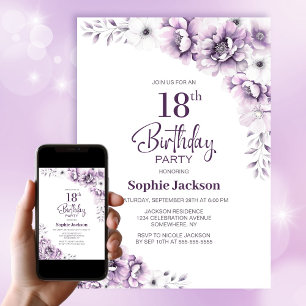 Pink Floral 18. Geburtstagsparty Einladung
