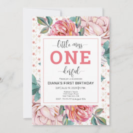 Pink Floral 1st Birthday Invitation Einladung