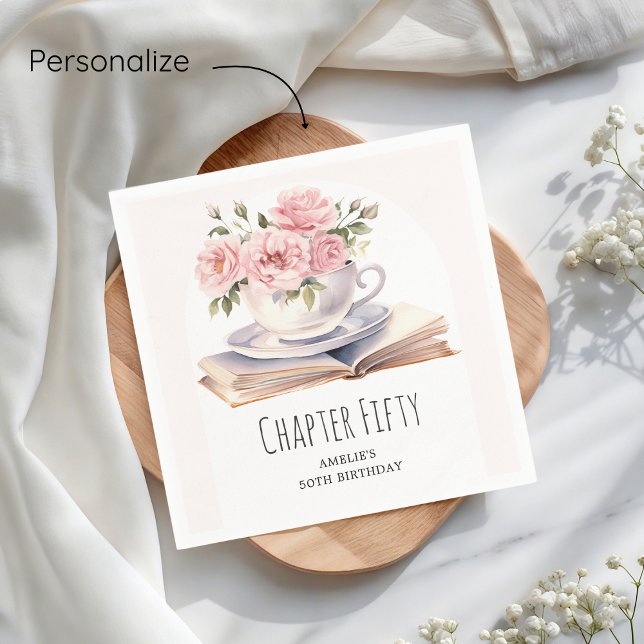Pink Floral 50. Buch Thema Geburtstag Serviette (Von Creator hochgeladen)