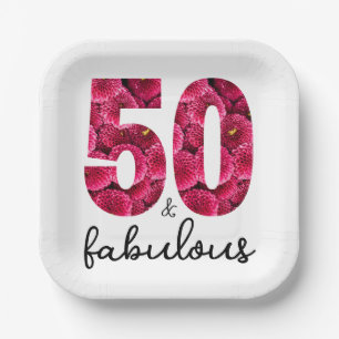 Pink Floral 50 und fabelhafte 50. Geburtstagsparty Pappteller