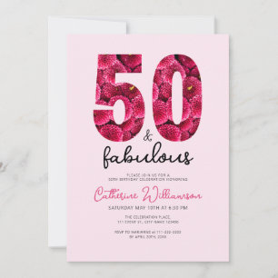 Pink Floral 50 und fabelhafte Geburtstagsparty Einladung