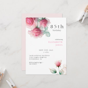 Pink Floral 85. Geburtstagsparty Einladung