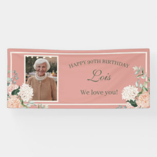 Pink Floral 90. Geburtstagsbanner Banner