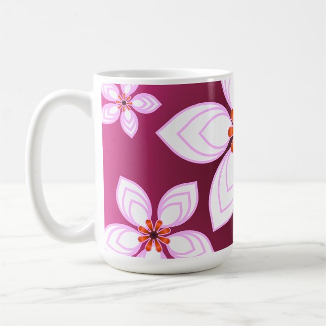 Pink Floral Abstract Pattern | Aesthetic Flower Ar Kaffeetasse (Links)
