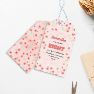 Pink Floral Achte Geburtstag Custom Gastgeschenk Geschenkanhänger