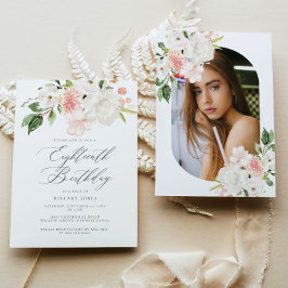 Pink Floral achtzehnte Geburtstagsparty Einladung