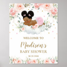 Pink Floral African American Baby Dusche Empfang