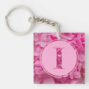 Pink Floral Alphabet Letter "I" und XO Schlüsselanhänger